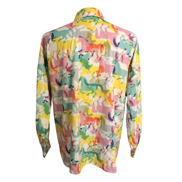 Nylon Apparel Horse Print Button Front Shirt Womens Size L - Picture 3 of 6